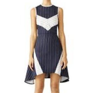 Wai Ming Navy Pinstripe Joy Fit and Flare Dress